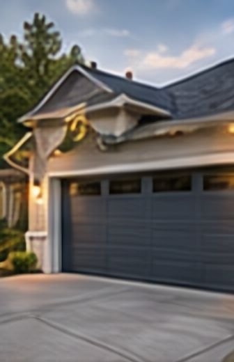 Bottom of a garage door meeting the driveway