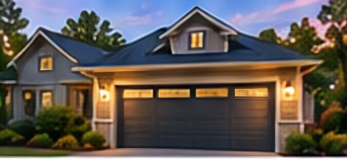 Two-story home with a dark garage door in the Augusta area