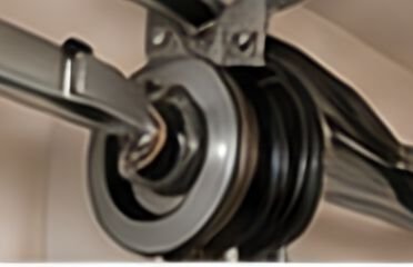 Garage door roller and track close-up