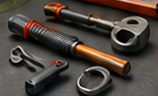 Garage door repair tools including winding bars and wrenches